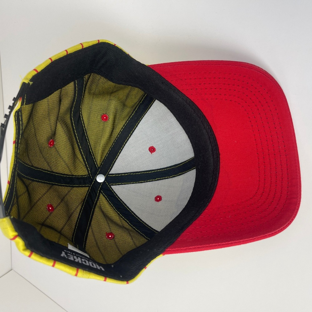 Hockey Skateboards Pinstripe Hat‎ Eyes Without A Face Snapback Cap Yellow Red FA - Picture 3 of 6